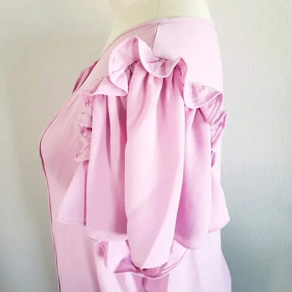 DKNY Pink Lavender Short-Sleeve Blouson Top--XL - Picture 7 of 12